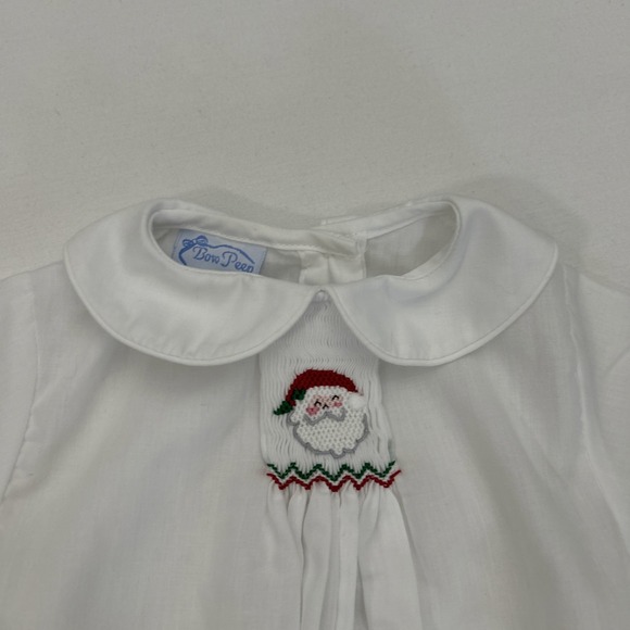 Bow Peep‎ New Born Gown Christmas Santa Smocked White B126 - Picture 5 of 11
